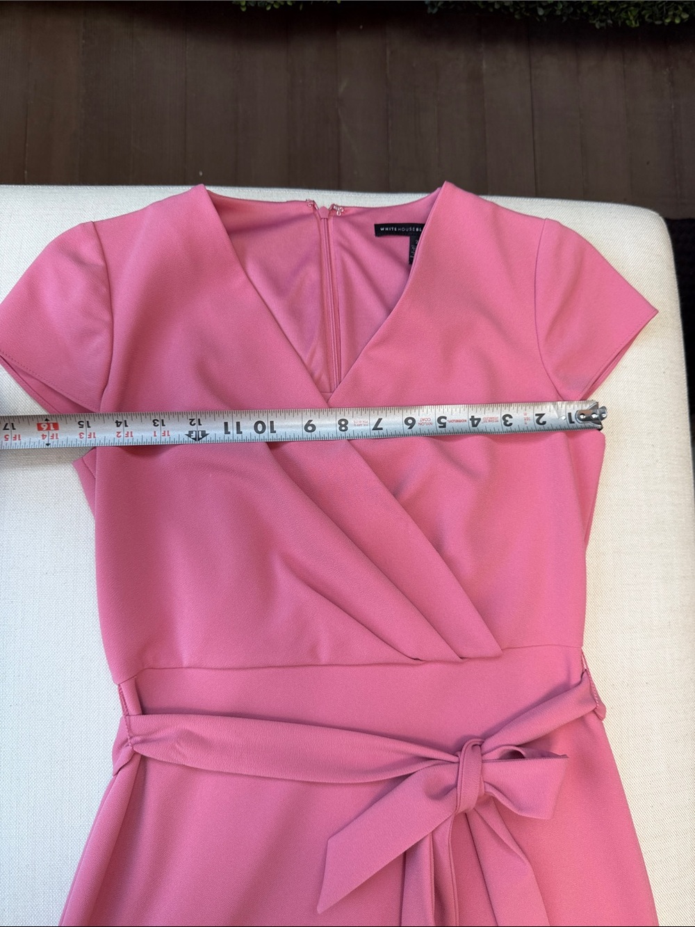 NWOT White House Black Market Pink Wrap-Front Dress with Waist Tie Size 2 - Picture 3 of 10